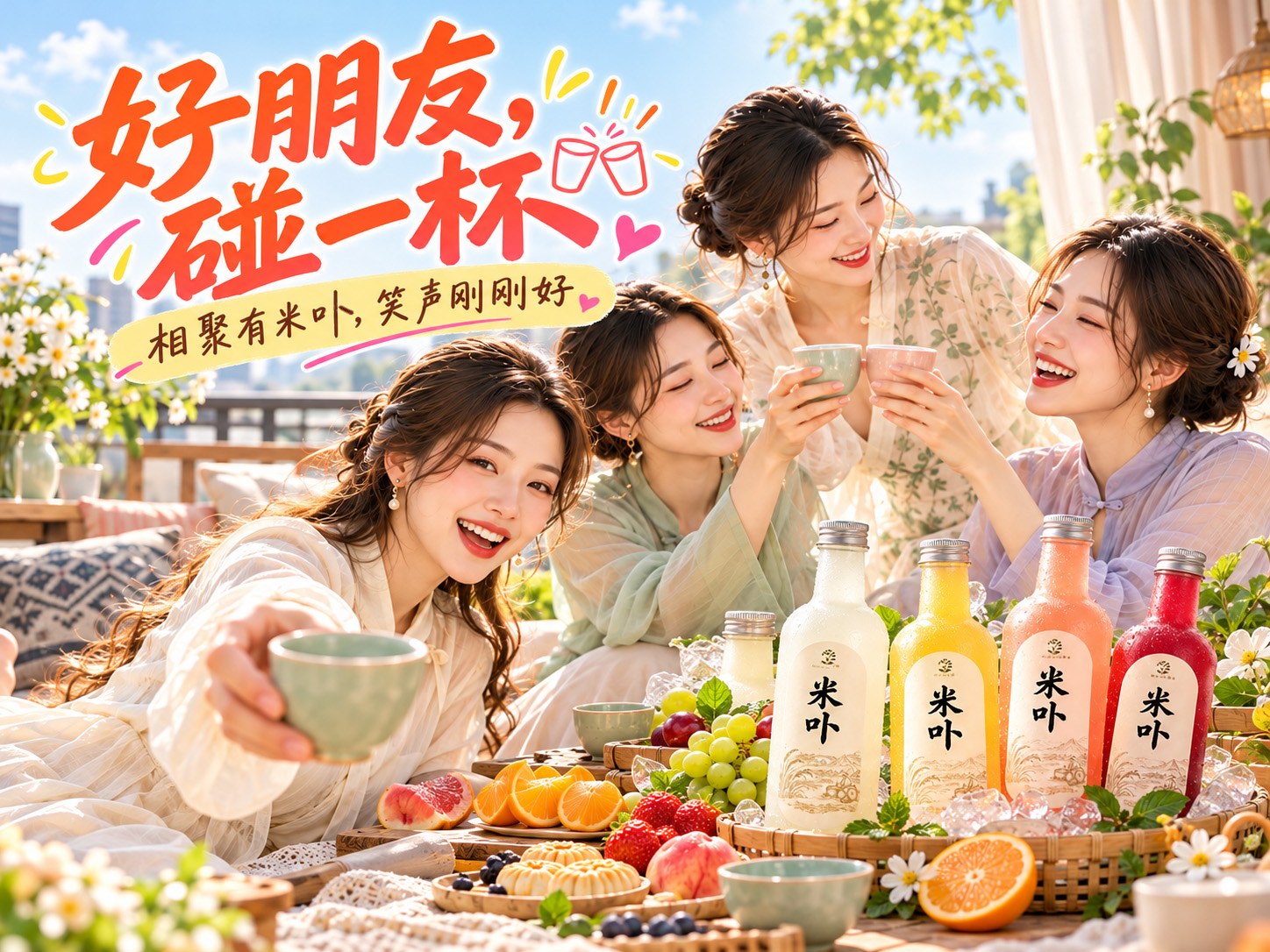 窗边小聚，轻轻举杯